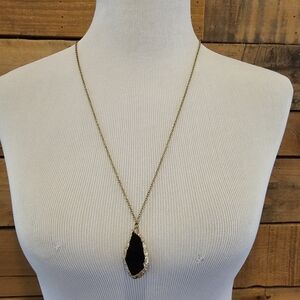 Plunder Goldtone Enrobed Faux Onyx Pendant Necklace